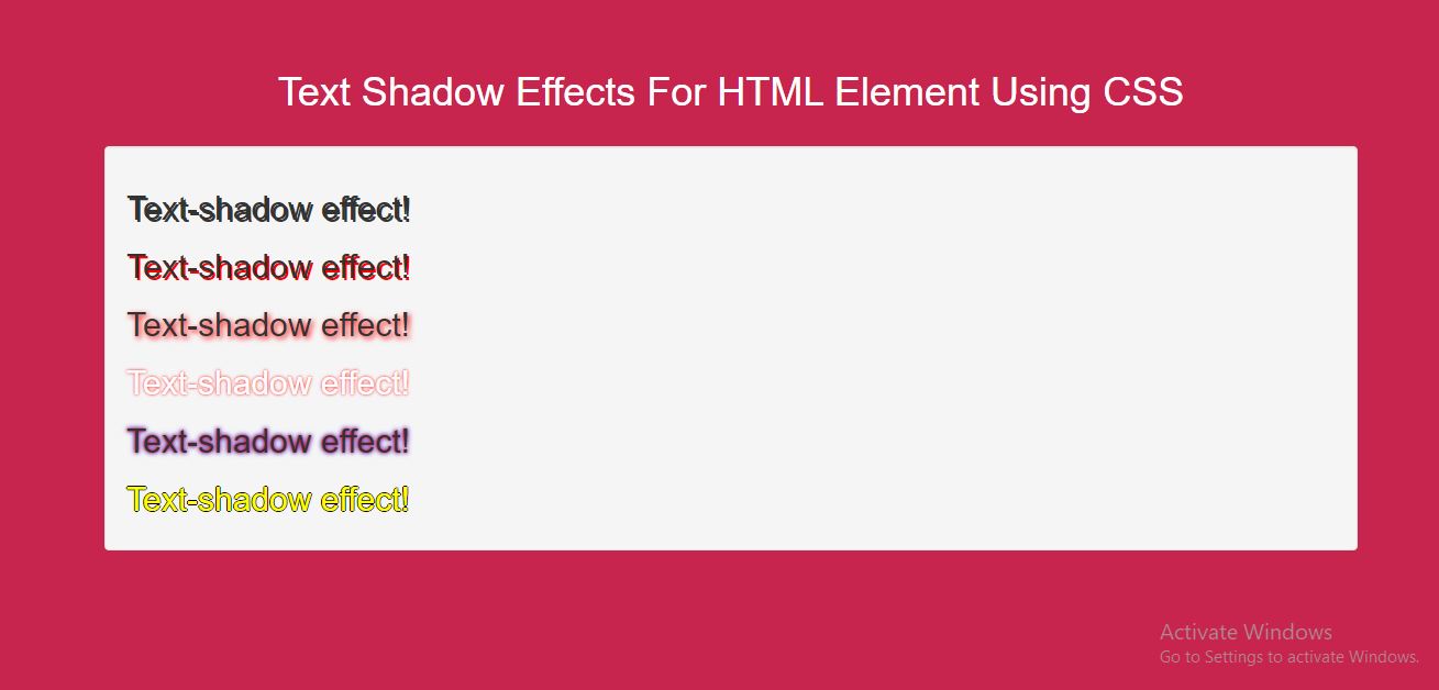 html text shadow color